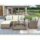 Patio Rattan Sofa Sets YOFE 4 Piece Outdoor Patio Furniture Set Wicker Deck Patio Furniture Dining Sets Patio Sectional Sofa Sets with Beige Cushions Outdoor Patio Set for Garden Poolside R1763