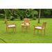 Grade-A Teak Dining Set: 3 Seater 4 Pc: Noida Round Side Table And 3 Napa Stacking Arm Chairs Outdoor Patio WholesaleTeak #WMDSNP31