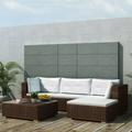 Carevas 5 Piece Patio Set with Cushions Poly Rattan Brown