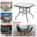 IN STOCK Outdoor Dining Table 32 Square Patio Bistro Tempered Glass Table Top with Umbrella Hole Outside Banquet Furniture for Garden Pool Side Deck Lawn