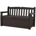 Keter Eden 70 Gallon Storage Bench Deck Box for Patio Furniture Front Porch Decor and Outdoor Seating â€“ Perfect to Store Garden Tools and Pool Toys Brown / Brown