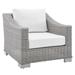 Modway Conway SunbrellaÂ® Outdoor Patio Wicker Rattan Armchair in Light Gray White