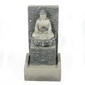 Gray Resin Meditating Buddha with Pedestal Outdoor Fountain with LED Light