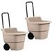 Suncast 15 Gallon Poly Multipurpose Rolling Lawn and Garden Cart Taupe (2 Pack)