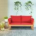 Gymax Adjustable Patio Sofa Daybed Acacia Wood Furniture w/ Red Cushions