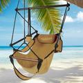 Outdoor Hanging Hammock Chair Hanging Rope Swing Seat with Inflatable Pillow Stable and Strong Rope Chair Porch Portable Camping Garden Seating for Indoor
