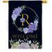 Breeze Decor H130252-BO 28 x 40 in. Welcome R Initial House Flag with Spring Floral Double-Sided Decorative Vertical Flags Decoration Banner Garden Yard Gift