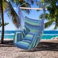 Hanging Rope Hammock Chair Swing Seat for Any Indoor or Outdoor Spaces Portable Garden Hammock Chair for Kids Unique Hammock Hanging Chair with Two Soft Pillows Durable Spreader Bar Blue Q9286