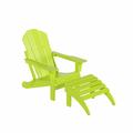 WestinTrends Malibu Outdoor Lounge Chair 2-Pieces Adirondack Chair Set with Ottoman All Weather Poly Lumber Patio Lawn Folding Chairs for Outside Pool Garden Backyard Beach Lime