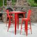 BizChair Commercial Grade 4 Pack 30 High Red Metal Indoor-Outdoor Barstool with Removable Back