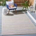 Safavieh Summer Tracy Outdoor Striped Distressed Area Rug Ivory/Blue 6 6 x 9 4