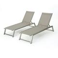 Santa Monica Outdoor Mesh Chaise Lounge with Aluminum Frame Set of 2 Gray