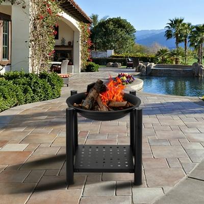 Get The Fire Pits For Outside Uhomepro 22 Bonfire Wood Burning Fire Pit With Screen Lid Iron Brazier Outdoor Fire Pit Backyard Patio Garden Stove Fire Pit For Bbq Party Camping Picnic