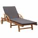 Dcenta Outdoor Sun Lounger Backrest Adjustable Chaise Lounge Chair with Wheels and Cushion Acacia Wood Recliner Chair Sunlounger for Poolside Patio Deck Backyard Balcony Garden Furniture