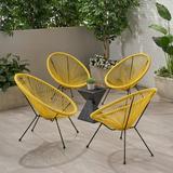 Taliyah Outdoor Hammock Weave Chair with Steel Frame Set of 4 Yellow Black Finish