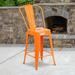 BizChair Commercial Grade 4 Pack 24 High Orange Metal Indoor-Outdoor Counter Height Stool with Removable Back