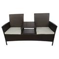 vidaXL 2-Seater Patio Sofa Outdoor Bistro Set Sofa with Tea Table Poly Rattan