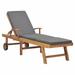 Festnight Sun Lounger with Cushion Solid Teak Wood Dark Gray