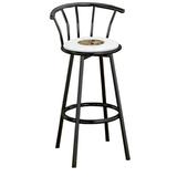 The Furniture King Bar Stool Black Metal with an Outdoor Adventure Themed Decal (Fishing Words - White)
