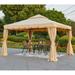 EROMMY 10â€™ x 12â€™ Outdoor Gazebo Canopy Aluminum Frame Soft Top Outdoor Patio Gazebo with Polyester Curtains and Air Venting Screens (026Beige)