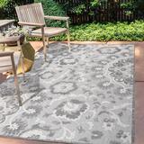 Lucena Modern Medallion High-Low Light Gray/Ivory 3 ft. x 5 ft. Indoor/Outdoor Area Rug