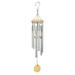 Exhart Hand Tuned Silver Metal Chime with Natural Wood Top and Charm 30 inch - Hanging chimes for Home Patio Outdoor garden decoration