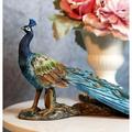 Ebros Blue Peacock with Beautiful Train Feathers Decorative Statue 14 Long