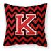 Carolines Treasures CJ1047-KPW1414 Letter K Chevron Black & Red Fabric Decorative Pillow