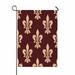 PKQWTM Beige Brown Floral French Fleur De Lis Dark Brown Yard Decor Home Garden Flag Size 12x18 Inches