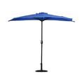 WestinTrends Lanai 9 Ft Outdoor Patio Half Umbrella with Base Include Small Grill Deck Porch Balcony Shade Umbrella with Crank 20 inch Fillable Round Base Royal Blue