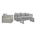 Modway Aura 3 Piece Outdoor Patio Wicker Rattan Set in Gray Gray