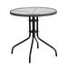 Bowery Hill 29 Round Glass Top Patio Dining Table in Black Gray