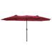 Outdoor Party Deck Market Umbrella 15Ft Twin Durable Polyester Double-Sided Pool Umbrella with Crank Foldable Waterproof Sunscreen Beach Sun Shade Tent for Garden Lawn Backyard Burgundy S8650