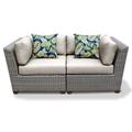 Afuera Living Outdoor Patio Wicker Loveseat in Beige