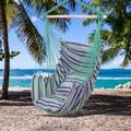 Hammock Chair Hanging Rope Swing Hammock Chair Swing Seat with 2 Soft Seat Cushions Large Hanging Swing Chair 250 Lbs Weight Capacity Perfect for Indoor Outdoor Bedroom or Tree B4081