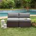 COSIEST 2-Piece Outdoor Wicker Armless Chairs Chocolate Brown with Cushions