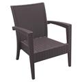 Luxury Commercial Living 35 Brown Outdoor Patio Wickerlook Club Chair with Natural Sunbrella