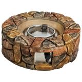 Topbuy Outdoor 40000 BTU Gas Fire Pit Table Electronic Propane Ignition Lava Rock Brown