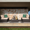 Lacoo 6 Pieces Patio Sectional Sofa Set PE Wicker Rattan Indoor Seating Group with Cushions Brown