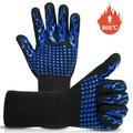 1472 Extreme Heat Resistant BBQ Gloves Food Grade Kitchen Oven Mitts Flexible Hot Grilling Gloves with Cut Resistant Silicone Non-Slip Cooking Gloves for Grilling Welding Cutting Blue