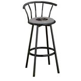 The Furniture King Bar Stool 29 Tall Black Metal Finish with an Outdoor Adventure Themed Decal (Fishing Black - Gray)
