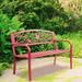 J&J Global Perched Birds Metal Park Patio Bench Outdoor Bench in Red for Porch Lawn Garden Deck by Sun-Ray