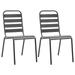 Anself Stackable Outdoor Chairs 2 PCS Steel Patio Garden Dining Chair Grey