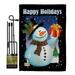 Holiday Snowman Winter Christmas Impressions Decorative Vertical 13 x 18.5 Double Sided Garden Flag Set Metal Pole Hardware