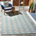 SAFAVIEH Courtyard Tranter Geometric Fish Indoor/Outdoor Area Rug 8 x 10 Aqua/Beige