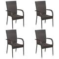 Stackable Patio Chairs 4 pcs Poly Rattan Brown