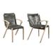 Brielle Outdoor Patio Charcoal Rope Arm Chair in Teak Finish - Set of 2