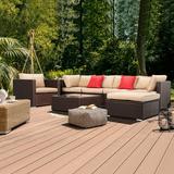 Ktaxon 7 Pieces Outdoor Sectional PE Rattan Sofa Set Wicker Sectional Set Patio Set for All Weather w/ Cushion Brown