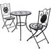 walmeck 3 Piece Bistro Set Ceramic Tile Black and White