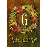 Toland Home Garden Fall Wreath Monogram G Personalized Fall Flag Double Sided 28x40 Inch